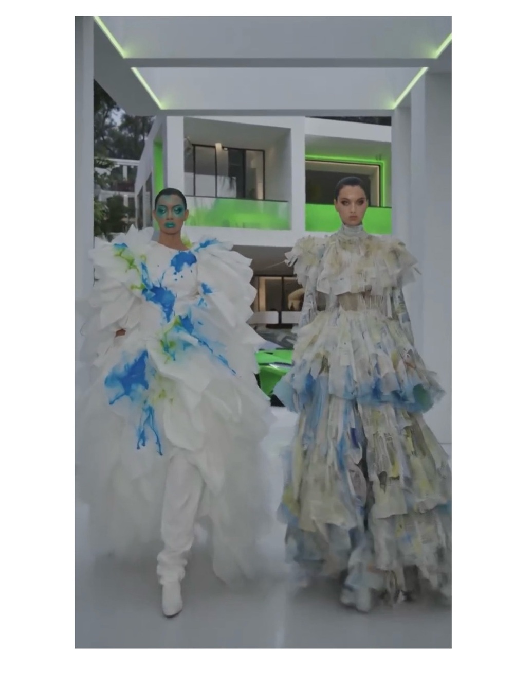 Fashion Runway Art Print - Blue, Green & White Home  digital Art Print